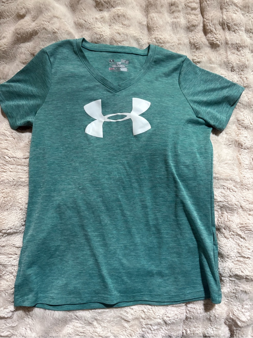 Under Armour Women’s Teal Green V-Neck Logo Tee